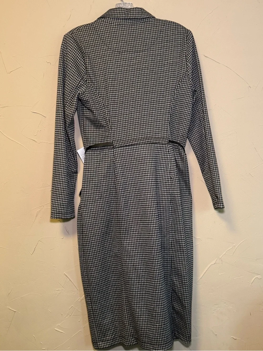NWT Max Studio Checked Midi Blazer Dress Faux Wrap Long Sleeve Belted Business - Picture 4 of 15